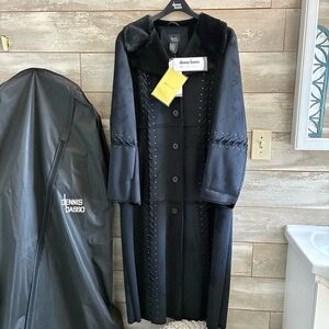 NWT Dennis Basso Faux Fur & Suede Coat